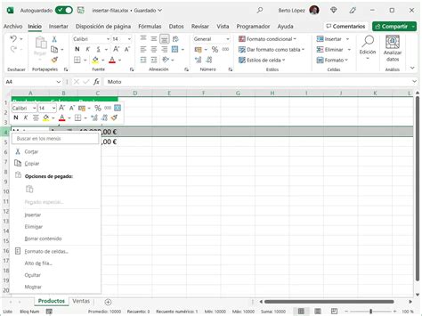 3 formas de insertar filas en Excel